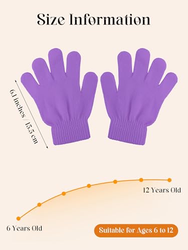 Image of Cooraby 12 Pairs Kid's Winter Magic Gloves Children Stretchy Warm Magic Gloves Boys or Girls Knit Gloves for 6-12 Years