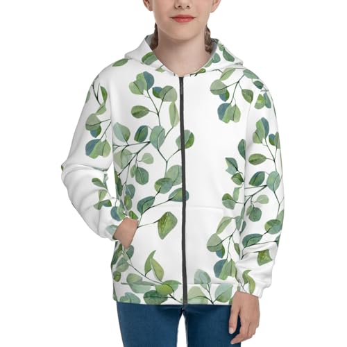 Eucalyptus Branch Kids Pullover Hoodies Boys Zip Up Sweatshirts Girls Athletic Clothes with Pocket3