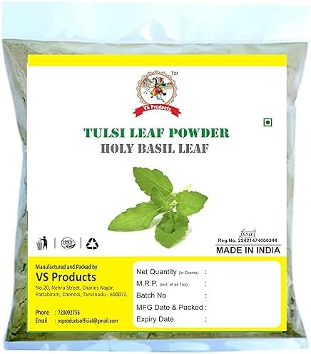 Tulsi Leaf Powder, 100g, Holy Basil Leaf Powder, Tulasi, Manjari, Krishna Tulsi, Trittavu Powder (Pack of 2 X 50g)