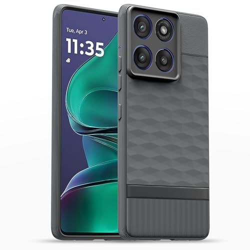 Image of Pikkme Back Cover for Motorola Moto Edge 60 Stylus 5G Camera Protection 3D Hexa Cube Design Silicone Protective Bumper Case (Grey)
