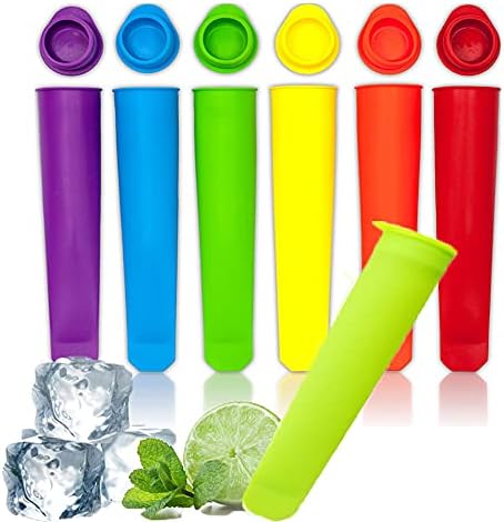 Silicone Ice Pop Mold Set, Popsicle Maker Molds Reusable Ice Pop Mold Set of 6 With Lids