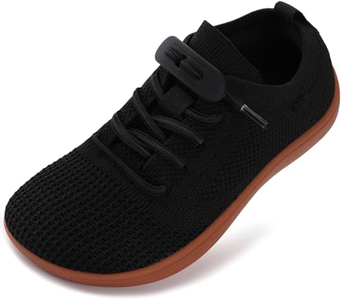 WHITIN Little Kids Wide Toe Box Shoes for Boys Girls Size 11 11W Barefoot Minimalist Zero Drop Toe Box Width Fashion Tennis Walking Sneakers Black 29