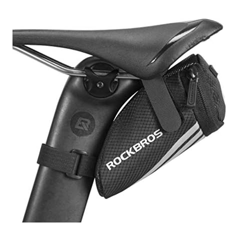 ROCKBROS Bike Saddle Bag Bike Seat Bag Bicycle Seat Bag Cycling Under Seat Pouch Mini Saddle Bag Quick Release Black Cover