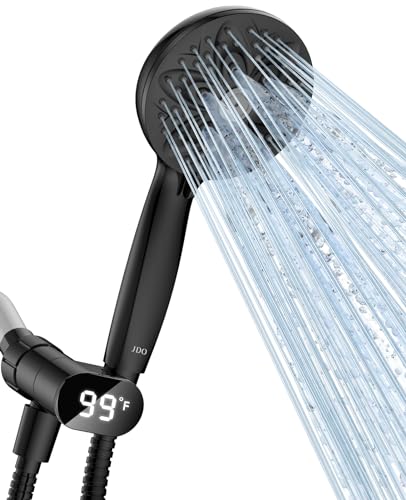 JDO LED Display Handheld Shower Head with 6 Modes & Hose