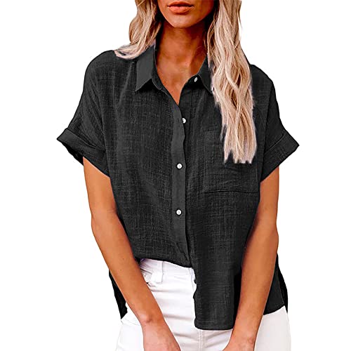 Chemise en lin femme à manches courtes et boutons pour l'été