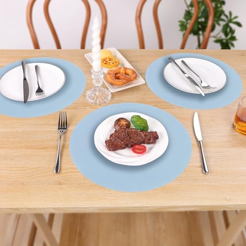 SHACOS 100 PCS Round Paper Placemats 13 inch Disposable Paper Place Mats for Dinner Wedding Birthday Party Festival Table Decoration Indoor Outdoor, Dusty Blue by SHACOS - Image 8