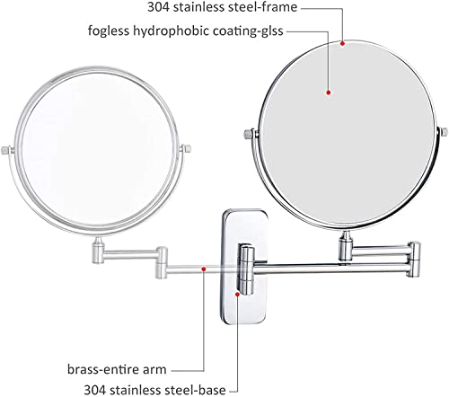 Miroir de maquillage mural pivotant miroir de courtoisie double face salle de bain 8 pouces - 6
