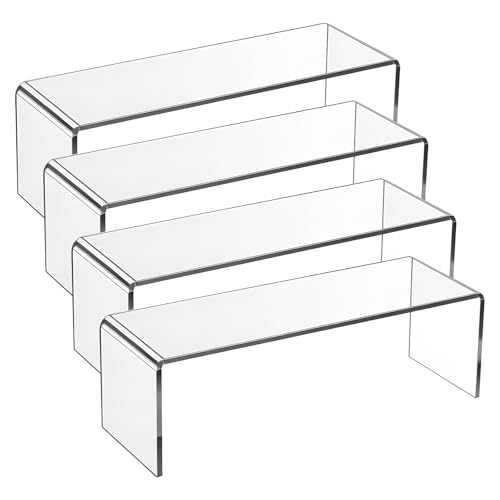 Yuanan 4 Pcs Acrylic Risers Display Stands, 11.8" x 3.9"