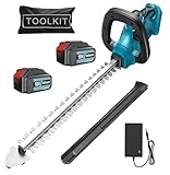  Akku Heckenschere 18V Grasschere Elektrisch: 2 Akku 5500 mAh 510 mm Schnittlänge, 15 mm Zahnteilung, für Gärten, Rasenflächen und Höfe (Blau) ﻿