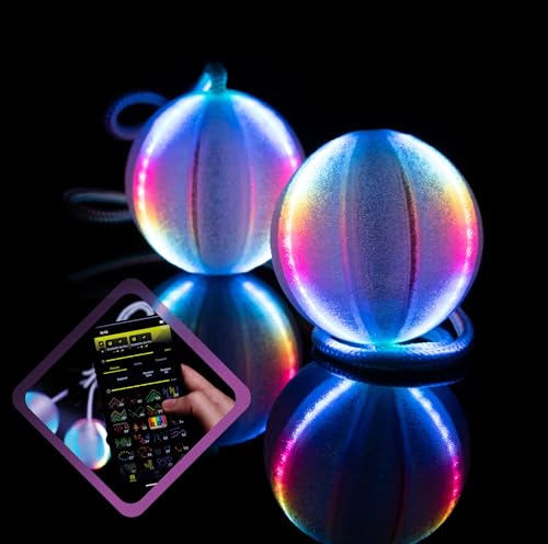 LED Bubble Poi 16 - LED Poi Balls - Glow Poi - Fully Programmable - Up to 126 Images & Graphics - Durable Casing & 15 Hour Battery Life - Flow Arts Spinning Toy