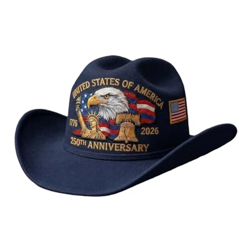 America In 250Th Anniversary Hat 250Th Anniversary Usa Hat - Retro Patriotic Cowboy Novelty Hats 17762026 Unisex July 4Th Vintage Cap 01-Navy