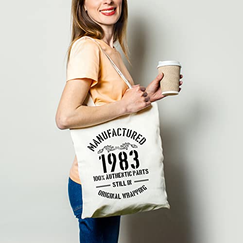 Forbiddenpaper 1983 Birthday Gifts For Women Men | Funny 40Th Birthday Gift Vintage 1983 Natural Cotton Reusable Tote Bag Classic 1983 Shoulder Bag(White) #TOP1