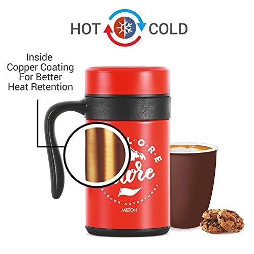 Image of MILTON Cosmic 500 Thermosteel Mug, 440 ml, Red | Stainless Steel Strainer | Hot & Cold | Vacuum Insulated | Rust Proof | Leak Proof | Tea | Coffee | Mug