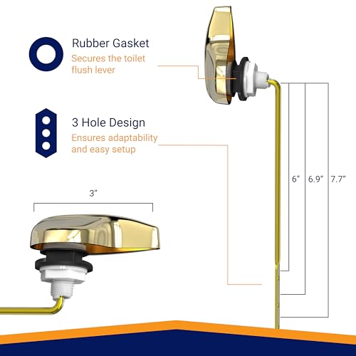 Image of Front Mount Toilet Handle Replacement, Compatible with American Standard, Kohler, TOTO, Gerber and Most Front Mount Toilet Tanks - Polished Brass