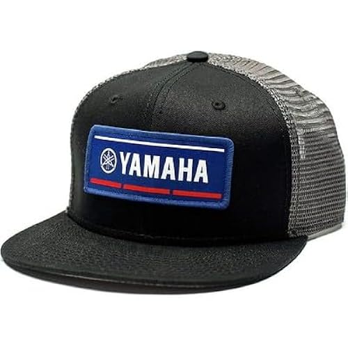 YAMAHA Snapback Racing Hat Team, Classic Logo, Throwback Logo One Size Fits Most - Black/Charcoal