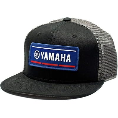 YAMAHA Snapback Racing Hat Team, Classic Logo, Throwback Logo One Size Fits Most - Black/Charcoal