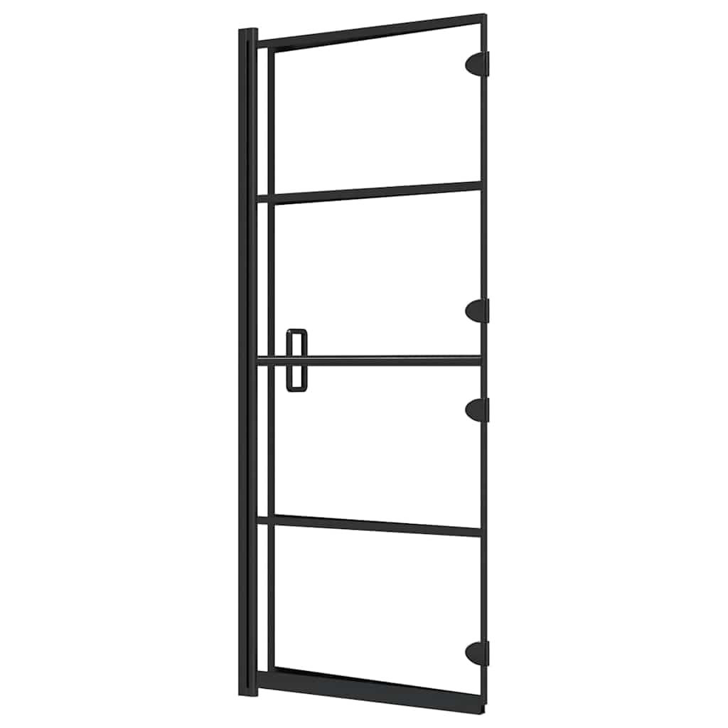 Cabina de ducha plegable de vidrio templado de seguridad con perfil de aluminio 120 x 140 cm, color negro, mampara de ducha con bisagra de nailon, mango y accesorios de montaje