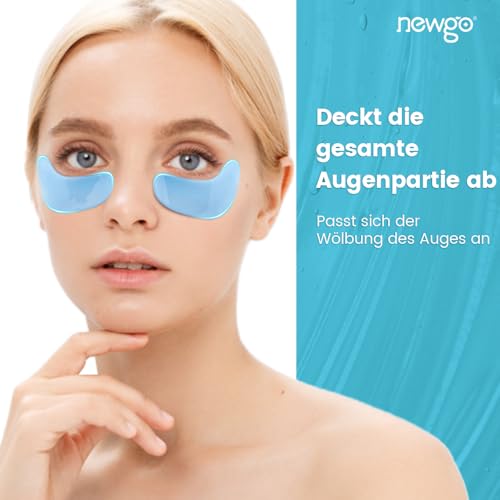 NEWGO 20 Paar Augenpads Eye Mask Hyaluronsäure Kollagen mit Hyaluron, Vitamin E- gegen Augenringe Tränensäcke Falten Dunkle Kreise & Puffiness (Blau)