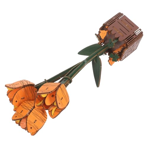 Gatuida Kit de Construction de Bouquets de Fleurs Bois Puzzle de Tulipes Soi-même Fleurs Artificielles pour Décoration de Maison et Fête