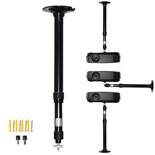 2-Be-Best Universal Projector Ceiling Mount Height Extendable Projector Wall Mount Video Projector Bracket Stand 3 in 1 360° Rotatable Head Extendable Length for Projectors Camera CCTV DVR Black