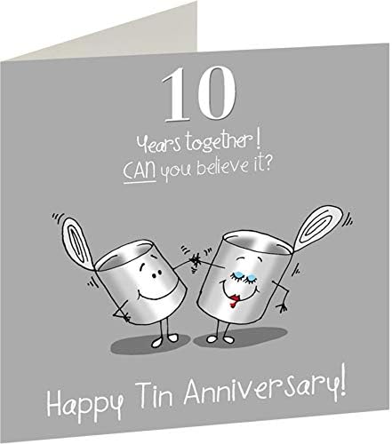 Fax Potato 10th Wedding Anniversary Greetings Card - Tin Anniversary