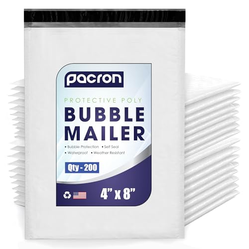 Waterproof poly bubble mailers 4 x 8 with self-adhesive seals