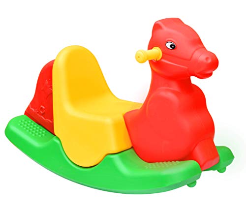Image of eHomeKart Rocker for Kids - Multi-Color Plastic Horse Ride-on Toy - Perfect for Indoors and Outdoors - for Boys and Girls (84 x 31 x 46 cm (Horse Rocker)