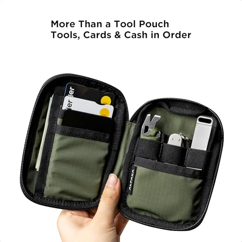 Image of ALPAKA HUB Pouch V2 Tool Pouch Green Axoflux 210D Ripstop Nylon | For Cables, Cards, Coins, RFID Blocking Pocket Protector,Everyday Carry and Travel
