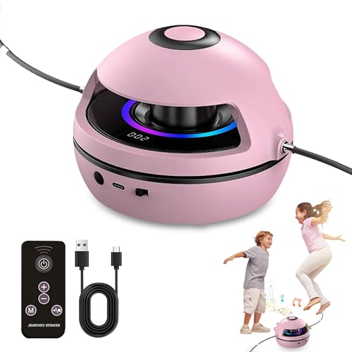 Music Jump Rope Machine, 10-Speed Gear Shift and LED Display Ropeless Skipping Rope, Skipping Rope With Counter, Remote and Colored Breathing Light, Kids Smart Gym Equipment, for Kids, Adults,Parties