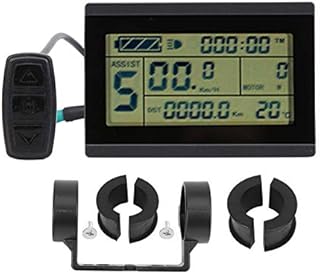 Duokon Bicycle Display Meter, Display E-bike KT‑LCD3U Horizontal LCD Meter with Black&White Screen and Waterproof Connector Bicycle Odometer Speedometer for Bicycle Modification