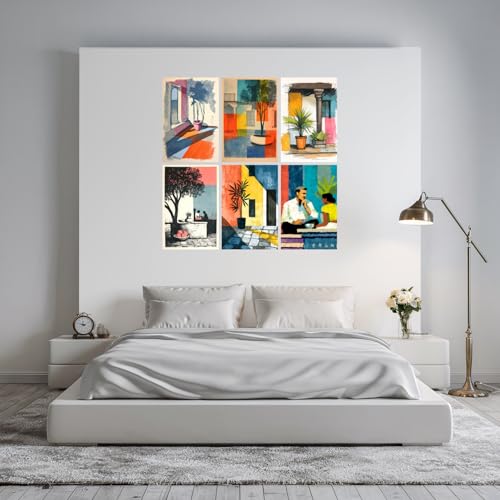 Image of SiddArtify Abstract Botanical Wall Art Prints Set - Colorful Plant Poster Decor for Living Room Office - 12x18 inch Board Pack of 6