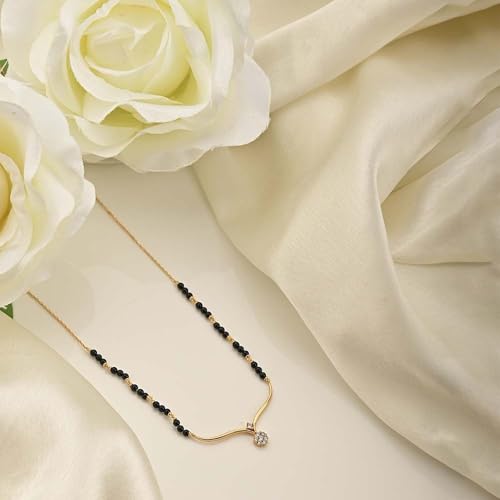 Image of PALMONAS Niyati Diamond Mangalsutra | BIS Hallmarked | 18k Gold Vermeil | Gifts For Girlfriend | Gift For Women & Girls| 1 Year Warranty*
