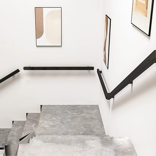 Rampe d'escalier en fer forgé noir de 1m à 3m pour main courante murale - 2