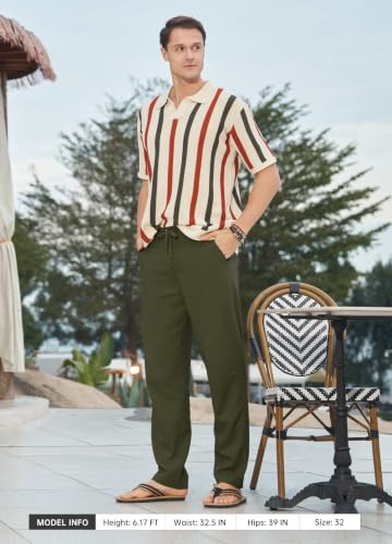 Image of Willit Men's Linen Pants Casual Lightweight Drawstring 29 inch 30 inch 32 inch