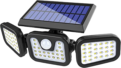 AAR INNOVATIONS Solar Security Motion Lights, with 3 Adjustable Heads, Powered Out Door Flood 6500K Bright Sensor IP65 Waterproof Lights for Garage, Yard , Porch, Black by LA INNOVATIVE - Used condition - US$18.15