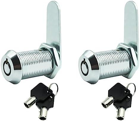 2 Pack 1-1/8" Tubular Cam Locks, 90° Cabinet Locks for RV Storage Door/Tool Box Locks/Drawers, Mailbox Locks Keyed Alike/Different Optional, Zinc Alloy Desk Locks for File Cabinet Drawer