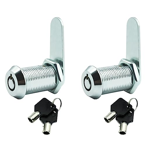 2 Pack 1-1/8" Tubular Cam Locks, 90° Cabinet Locks For Rv Storage Door/Tool Box Locks/Drawers, Mailbox Locks Keyed Alike/Different Optional, Zinc Alloy Desk Locks For File Cabinet Drawer #TOP2