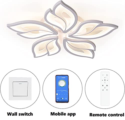 Zigono Modern Ceiling Light With Remote Control And App, 40-80W 24.4” Dimmable Led Chandelier Flush Mount Ceiling Lights, Acrylic Leaf Flower Ceiling Lamp Fixture For Living Room Dining Room Bedroom #TOP2