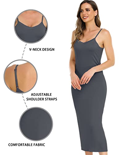 Image of Vlazom Women Full Slips Sexy Soft Slip Dress for Under Dress Spaghetti Strap Cami Slip Chemises V Neck Negligee S-3XL