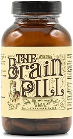 The Brain Pill 90 Capsules – Organic and Natural Brain Booster Supplement & Memory Pills for Brain with Lions Mane, Ginkgo Biloba, & Sage – Brain Booster Supplement for Focus, Memory, Clarity, Energy