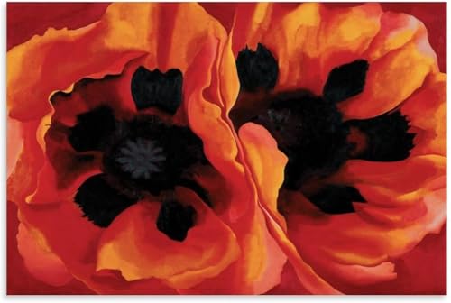Póster de amapolas orientales de Georgia O'Keeffe arte de pared vintage en lienzo 50x70cm sin marco