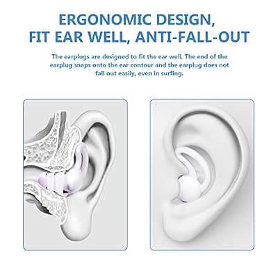 Reusable Swimming Ear Plugs with Nose Clips -2 Pairs Silicone Swimmers Ear Plugs for Adult Water Surfing, Snorkeling, Sleeping and Shower