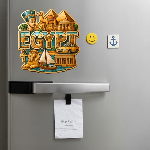 Image of Souvenir Fridge Magnet | 4x3 Inch Collectible Travel Decor | Strong & Durable Refrigerator Magnet with Iconic Landmarks for Travelers (Egypt)