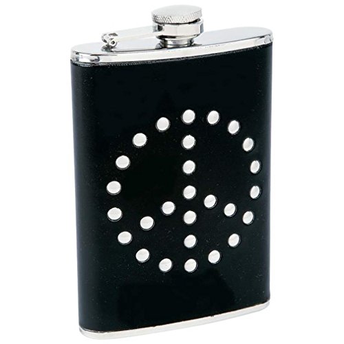 Maxam St Peace Hip Flask Drinkware, 8 Oz, Black #TOP22