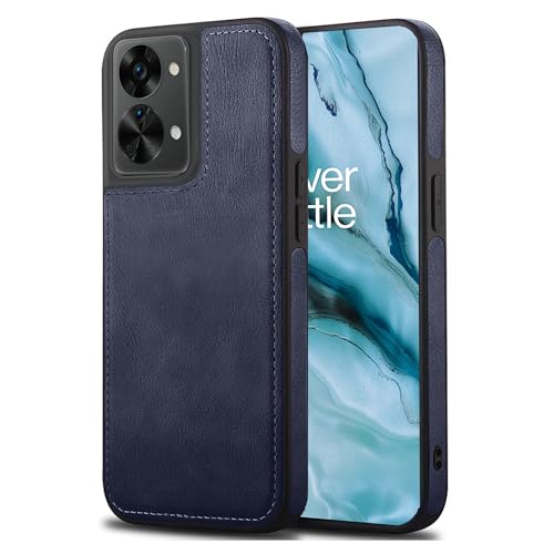 Image of Leather Case for OnePlus Nord 2T Premium Protective Stylish Slim Cover with Shockproof Raised Edges Blue