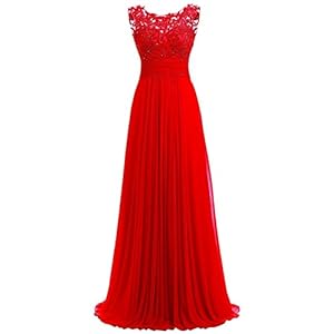 Beyonddress Avondjurk van chiffon, met parelborduurwerk, lange elegante bruiloftsjurk, kanten cocktailjurk