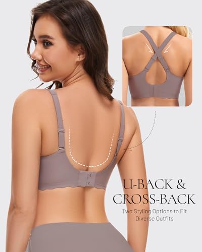 Image of Deep V Petal Bras for Women No Underwire Soft Wireless Bras Comfort Seamless Bralettes with Extender