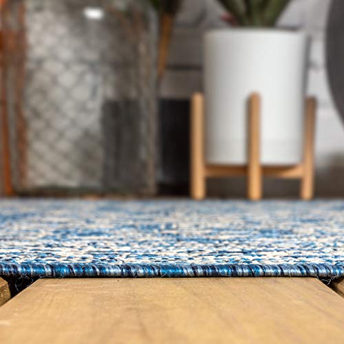 JONATHAN Y Medallion Weave Indoor Outdoor Area Rug 3X5 Navy/Gray, Sinjuri Textured for Backyard, Patio, Porch, Easy-Cleaning, High Traffic, Pet-Friendly, Non-Shedding (SMB101B-3) by JONATHAN Y - Image 6