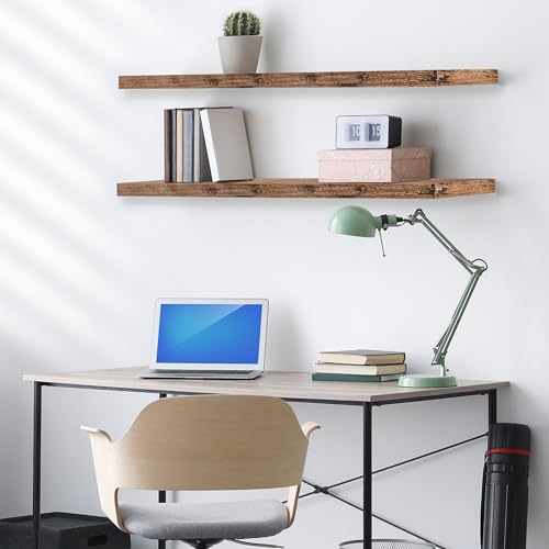 Sorbus Floating Shelves for Wall - 35 Inch Long Bathroom Shelves, Wall Decor for Bedroom, Kitchen, Living Room & Book Storage - Mounted Floating Shelf with Invisible Brackets (Mahogany, 3 Pack) — view 2