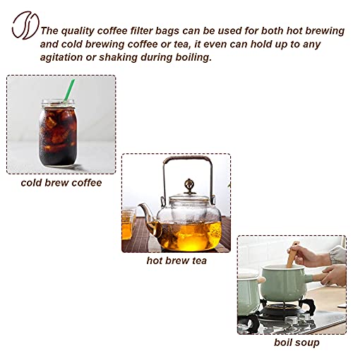 50Pcs No Mess Cold Brew Bags, 4X6 Inch Disposable Coffee Filter Bag Fine Mesh Brewing Drawstring Pouches For Iced Coffee Hot Tea Herb Spice #TOP4